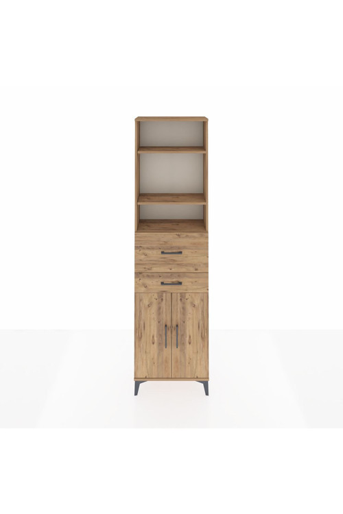 Arges Dolap 4 Raflı 2 Çekmeceli 2 Kapaklı 60 x 30 x 221 Çam-Çam