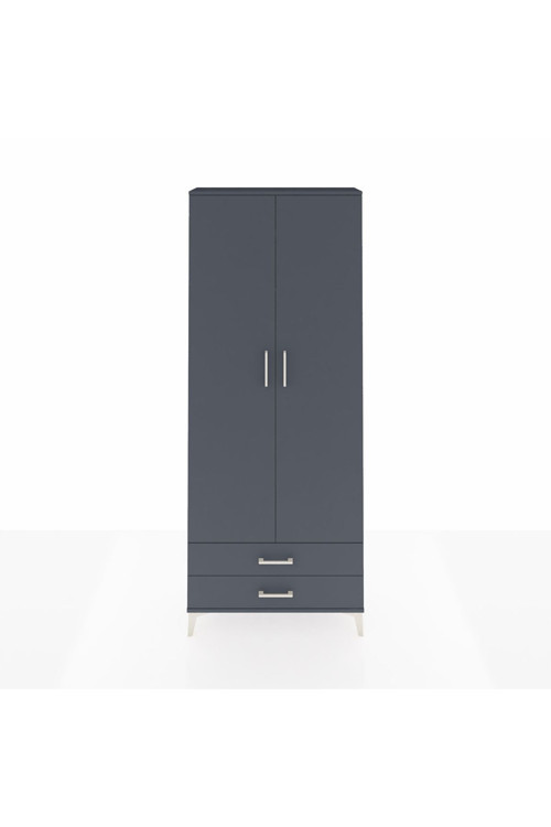 Arges Dolap 2 Raflı 2 Çekmeceli Tek Askılı 88 x 30 x 221 Antrasit-Antrasit