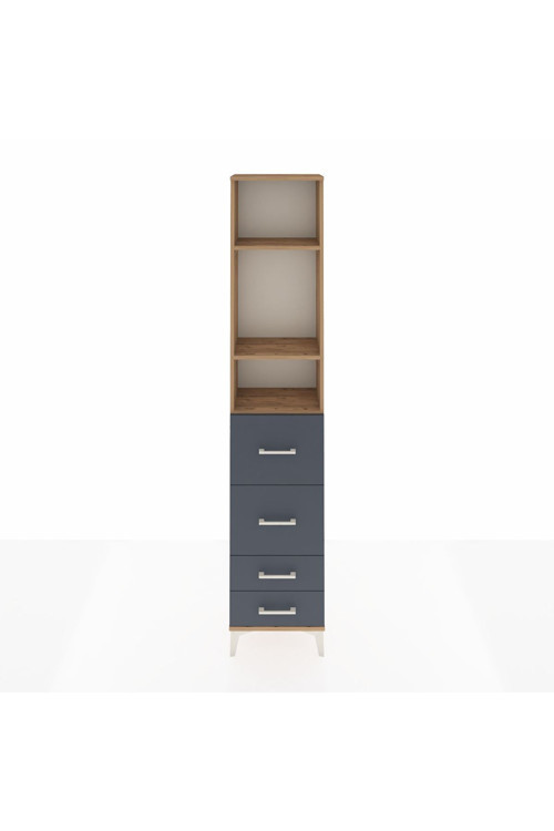 Arges Dolap 3 Raflı 4 Çekmeceli 44 x 30 x 221 Çam-Antrasit