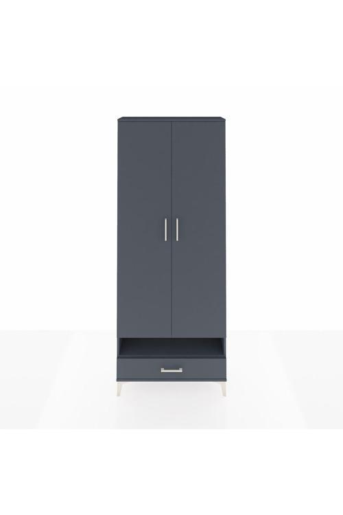Arges Dolap 2 Raflı Tek Çekmeceli Tek Askılı 88 x 30 x 221 Antrasit-Antrasit