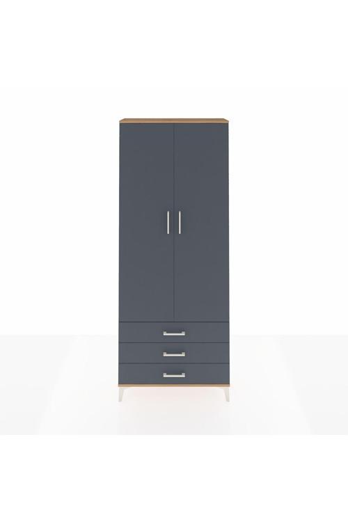 Arges Dolap 2 Raflı 3 Çekmeceli Tek Askılı 88 x 30 x 221 Çam-Antrasit