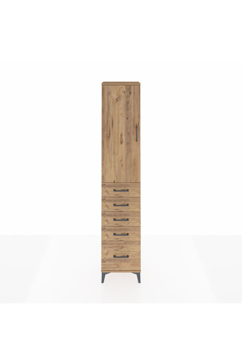 Arges Dolap 2 Raflı 5 Çekmeceli Tek Askılı 44 x 30 x 221 Çam-Çam