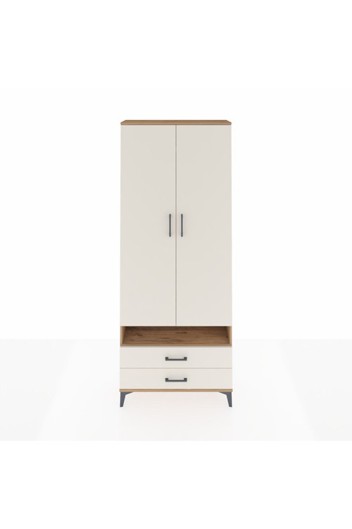 Arges Dolap 3 Raflı 2 Çekmeceli Tek Askılı 88 x 30 x 221 Çam-Aytaşı