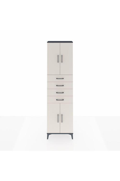 Arges Dolap 3 Raflı 4 Çekmeceli 4 Kapaklı 60 x 30 x 221 Antrasit-Aytaşı