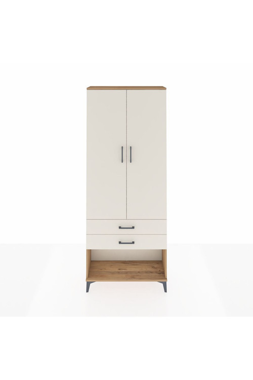 Arges Dolap 2 Raflı 2 Çekmeceli Tek Askılı 88 x 30 x 221 Çam-Aytaşı