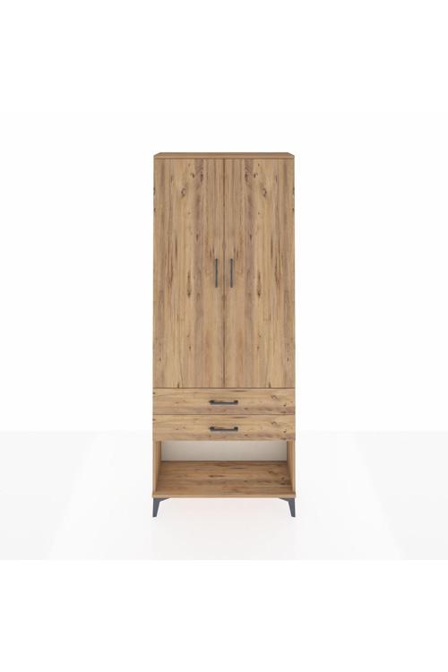 Arges Dolap 3 Raflı 2 Çekmeceli 2 Kapaklı 88 x 30 x 221 Çam-Çam