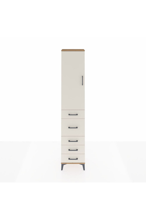 Arges Dolap 3 Raflı 5 Çekmeceli Tek Kapaklı 44 x 30 x 221 Çam-Aytaşı