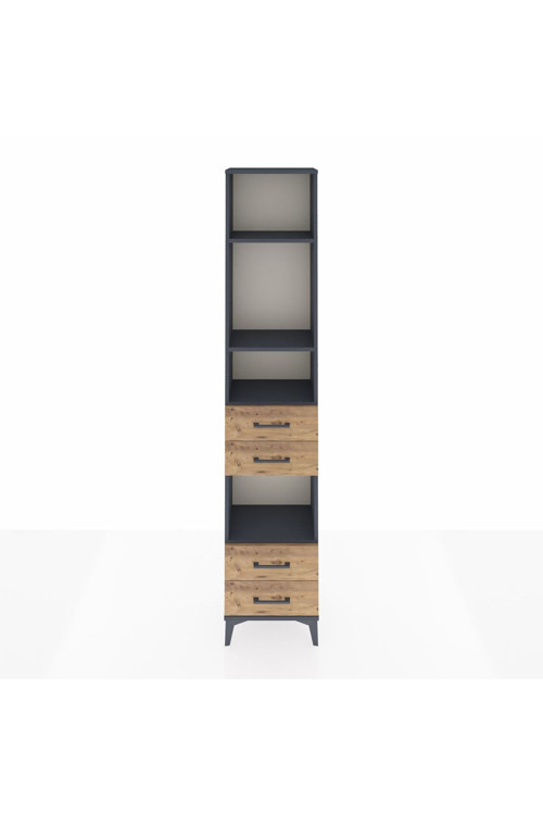 Arges Dolap 4 Raflı 4 Çekmeceli 44 x 30 x 221 Antrasit-Çam