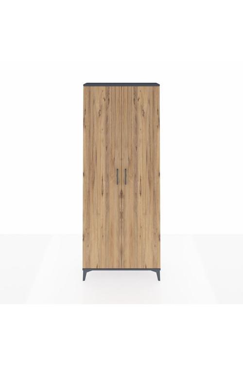 Arges Dolap 2 Raflı 2 Kapaklı Tek Askılı 88 x 30 x 221 Antrasit-Çam