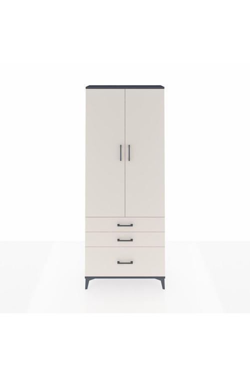 Arges Dolap 2 Raflı 3 Çekmeceli Tek Askılı 88 x 30 x 221 Antrasit-Aytaşı
