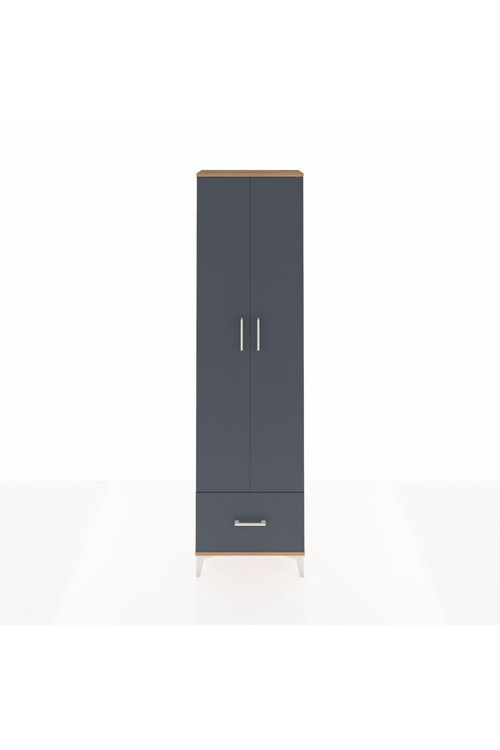 Arges Dolap 3 Raflı Tek Çekmeceli Tek Askılı 60 x 30 x 221 Çam-Antrasit