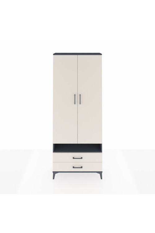 Arges Dolap 3 Raflı 2 Çekmeceli Tek Askılı 88 x 30 x 221 Antrasit-Aytaşı