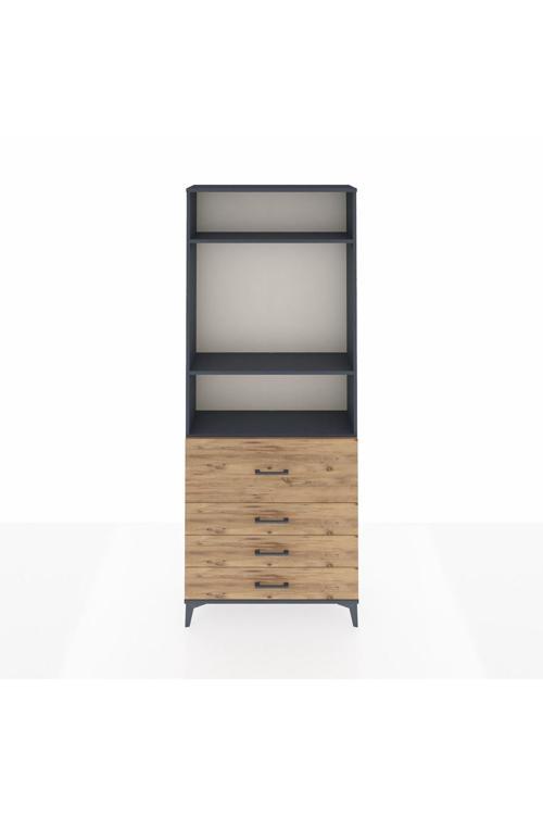 Arges Dolap 3 Raflı 4 Çekmeceli 88 x 30 x 221 Antrasit-Çam