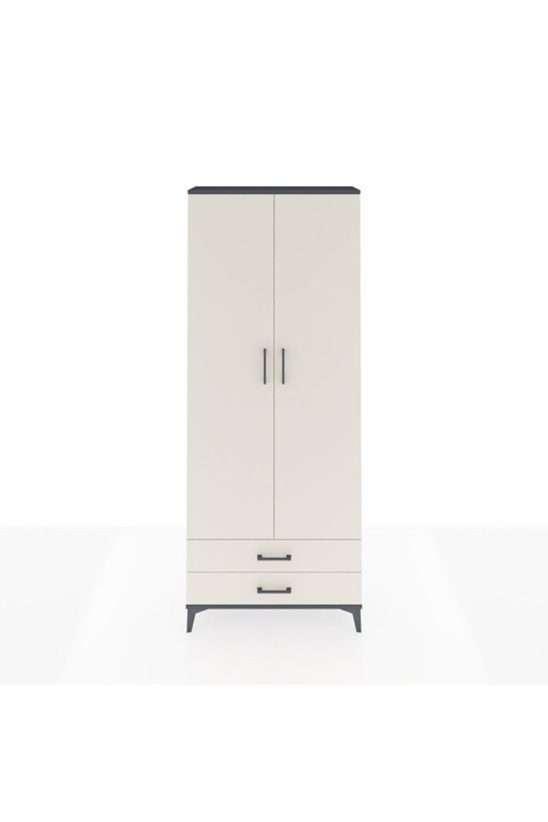 Arges Dolap 2 Raflı 2 Çekmeceli Tek Askılı 88 x 30 x 221 Antrasit-Aytaşı