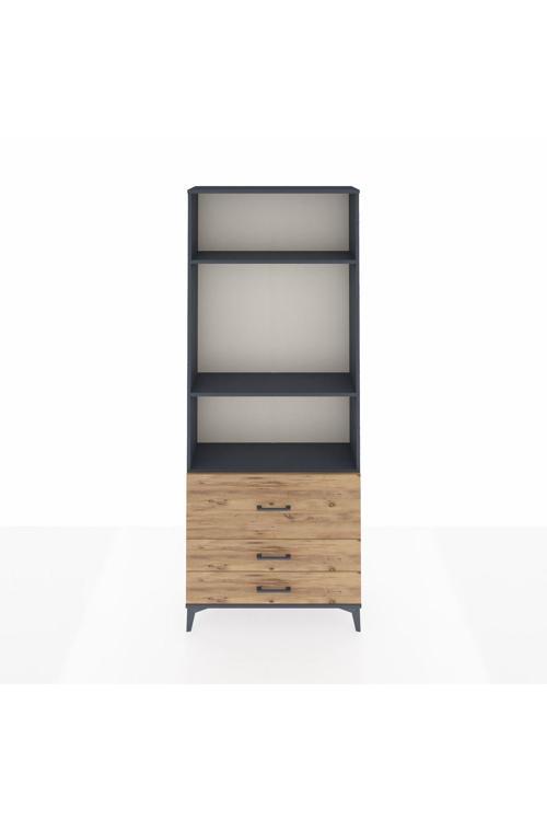 Arges Dolap 3 Raflı 3 Çekmeceli 88 x 30 x 221 Antrasit-Çam