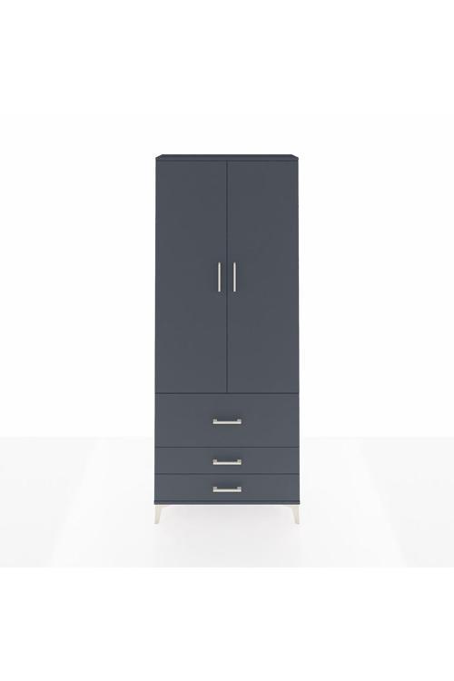 Arges Dolap 2 Raflı 3 Çekmeceli Tek Askılı 88 x 30 x 221 Antrasit-Antrasit