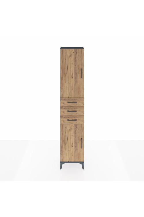 Arges Dolap 4 Raflı 3 Çekmeceli 2 Kapaklı 44 x 30 x 221 Antrasit-Çam