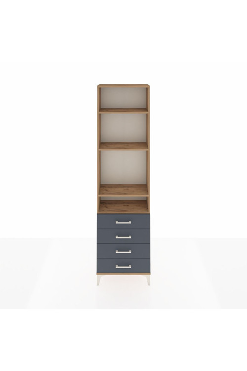 Arges Dolap 4 Raflı 4 Çekmeceli 60 x 30 x 221 Çam-Antrasit