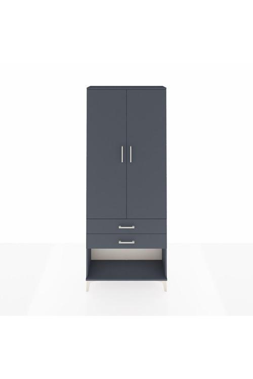 Arges Dolap 3 Raflı 2 Çekmeceli 2 Kapaklı 88 x 30 x 221 cm Antrasit - Antrasit