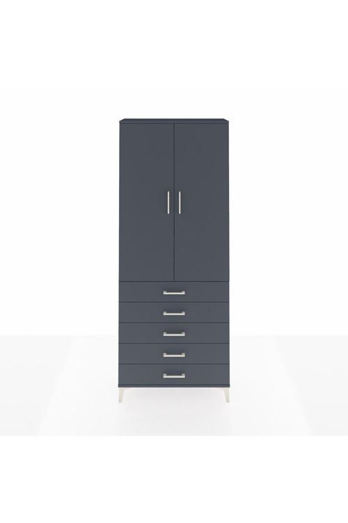 Arges Dolap 3 Raflı 5 Çekmeceli 2 Kapaklı 88 x 30 x 221 Antrasit-Antrasit