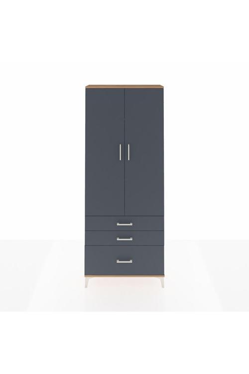 Arges Dolap 3 Raflı 3 Çekmeceli 2 Kapaklı 88 x 30 x 221 cm Çam - Antrasit