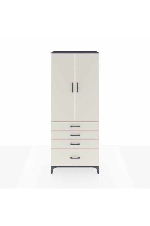 Arges Dolap 3 Raflı 4 Çekmeceli 2 Kapaklı 88 x 30 x 221 Antrasit-Aytaşı