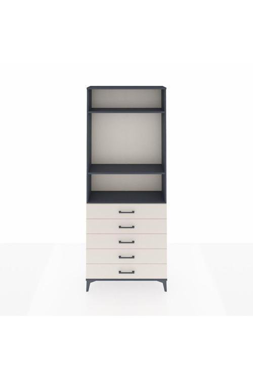 Arges Dolap 3 Raflı 5 Çekmeceli 88 x 30 x 221 Antrasit-Aytaşı
