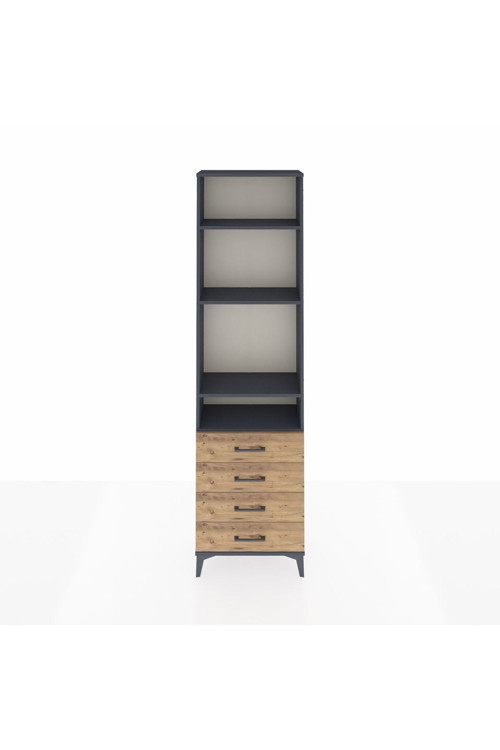 Arges Dolap 4 Raflı 4 Çekmeceli 60 x 30 x 221 Antrasit-Çam