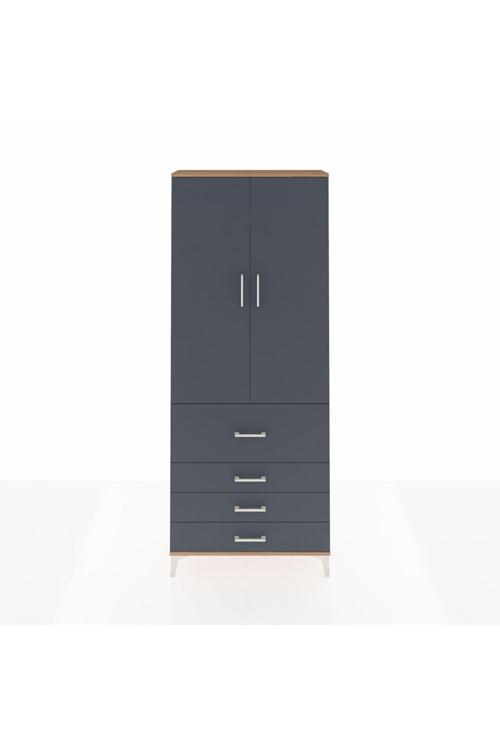 Arges Dolap 3 Raflı 4 Çekmeceli 2 Kapaklı 88 x 30 x 221 Çam-Antrasit