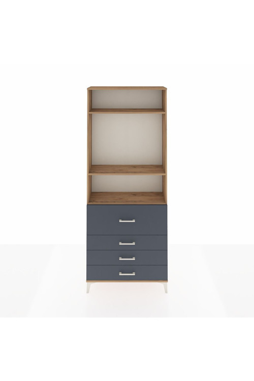 Arges Dolap 3 Raflı 4 Çekmeceli 88 x 30 x 221 Çam-Antrasit