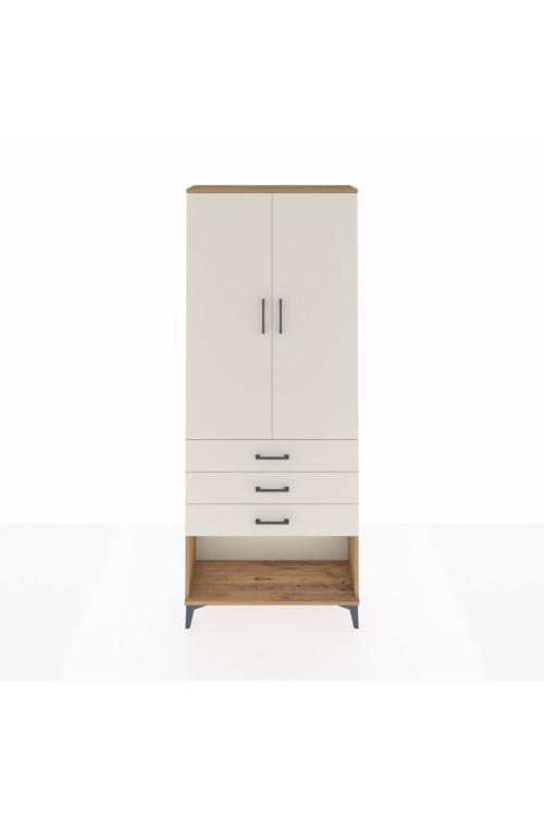 Arges Dolap 3 Raflı 3 Çekmeceli 2 Kapaklı 88 x 30 x 221 Çam-Aytaşı