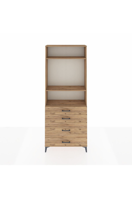 Arges Dolap 3 Raflı 4 Çekmeceli 88 x 30 x 221 Çam-Çam