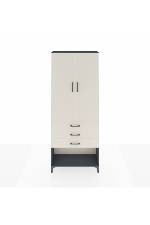 Arges Dolap 3 Raflı 3 Çekmeceli 2 Kapaklı 88 x 30 x 221 Antrasit-Aytaşı