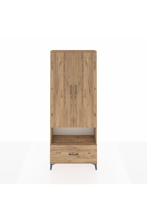 Arges Dolap 4 Raflı Tek Çekmeceli 2 Kapaklı 88 x 30 x 221 Çam-Çam