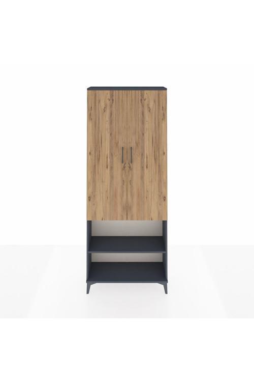 Arges Dolap 3 Raflı 2 Kapaklı Tek Askılı 88 x 30 x 221 Antrasit-Çam