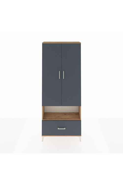 Arges Dolap 4 Raflı Tek Çekmeceli 2 Kapaklı 88 x 30 x 221 Çam-Antrasit