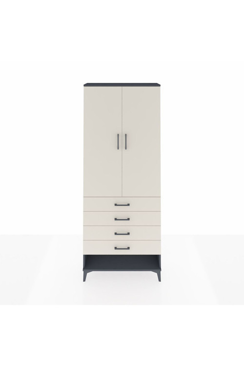 Arges Dolap 3 Raflı 4 Çekmeceli 2 Kapaklı 88 x 30 x 221 Antrasit-Aytaşı