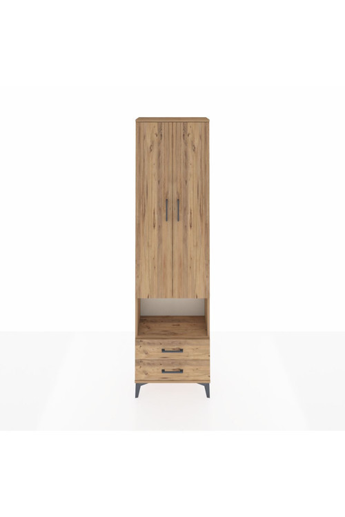 Arges Dolap 5 Raflı 2 Çekmeceli 2 Kapaklı 60 x 30 x 221 Çam-Çam