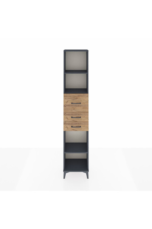 Arges Dolap 3 Raflı 3 Çekmeceli 44 x 30 x 221 Antrasit-Çam