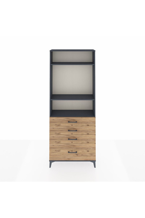 Arges Dolap 3 Raflı 4 Çekmeceli 88 x 30 x 221 Antrasit-Çam