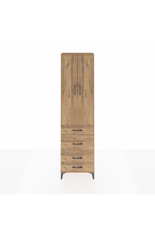Arges Dolap 3 Raflı 4 Çekmeceli 2 Kapaklı 60 x 30 x 221 Çam-Çam