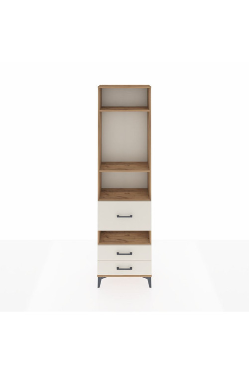 Arges Dolap 4 Raflı 3 Çekmeceli 60 x 30 x 221 Çam-Aytaşı