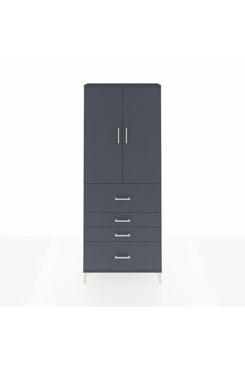 Arges Dolap 2 Raflı 4 Çekmeceli 2 Kapaklı 88 x 30 x 221 Antrasit-Antrasit