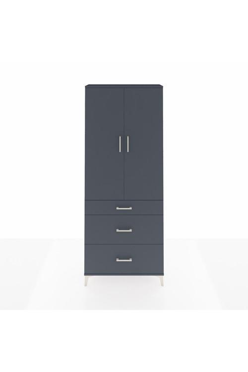 Arges Dolap 3 Raflı 3 Çekmeceli 2 Kapaklı 88 x 30 x 221 Antrasit-Antrasit