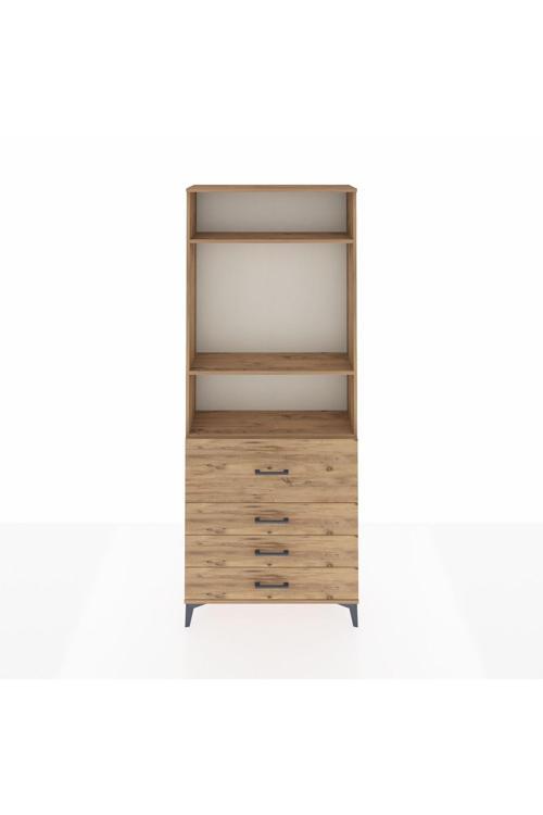 Arges Dolap 3 Raflı 4 Çekmeceli 88 x 30 x 221 Çam-Çam