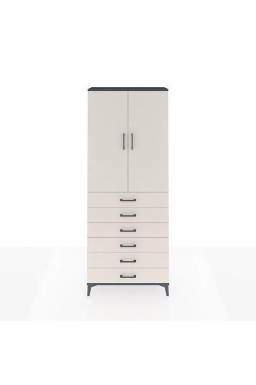 Arges Dolap 3 Raflı 6 Çekmeceli 2 Kapaklı 88 x 30 x 221 cm Antrasit - Aytaşı