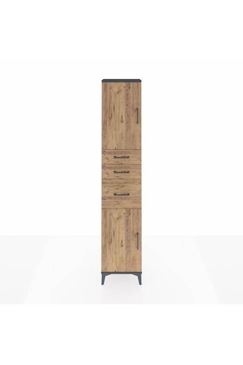 Arges Dolap 3 Raflı 3 Çekmeceli 2 Kapaklı 44 x 30 x 221 Antrasit-Çam