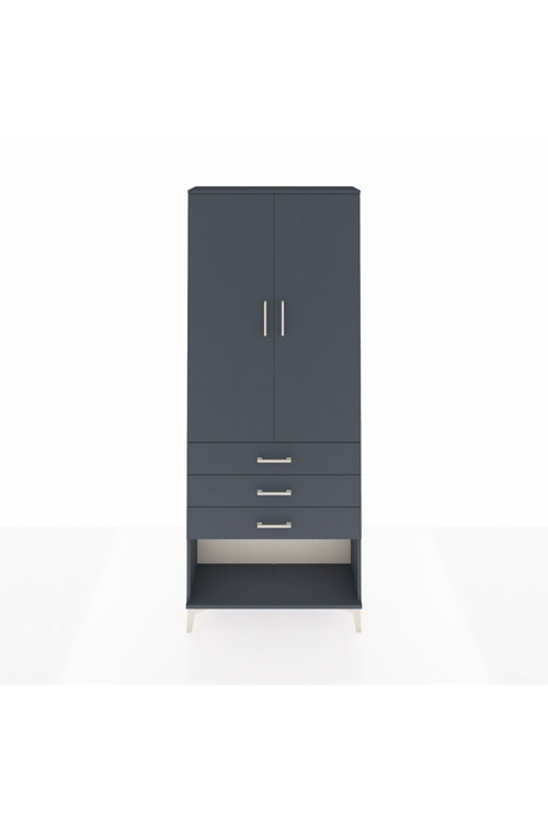 Arges Dolap 3 Raflı 3 Çekmeceli 2 Kapaklı 88 x 30 x 221 Antrasit-Antrasit