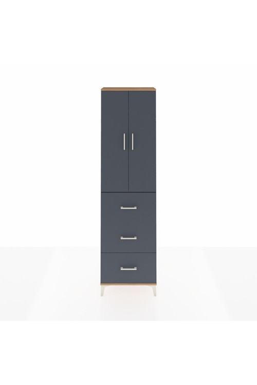 Arges Dolap 2 Raflı 3 Çekmeceli Tek Askılı 60 x 30 x 221 Çam-Antrasit