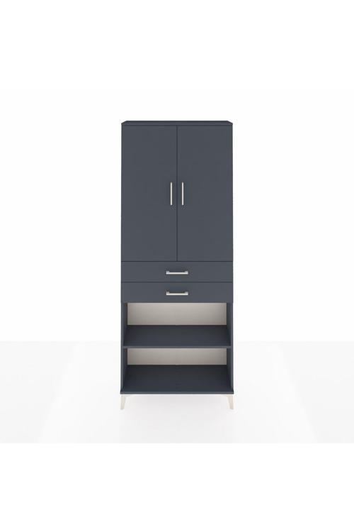 Arges Dolap 4 Raflı 2 Çekmeceli 2 Kapaklı 88 x 30 x 221 Antrasit-Antrasit